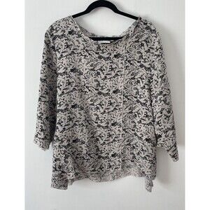 habitat clothing for women large Tunic Geometric Black Beige Button Lagenlook